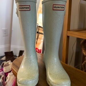 Hunter Sparkle White Rain Boots